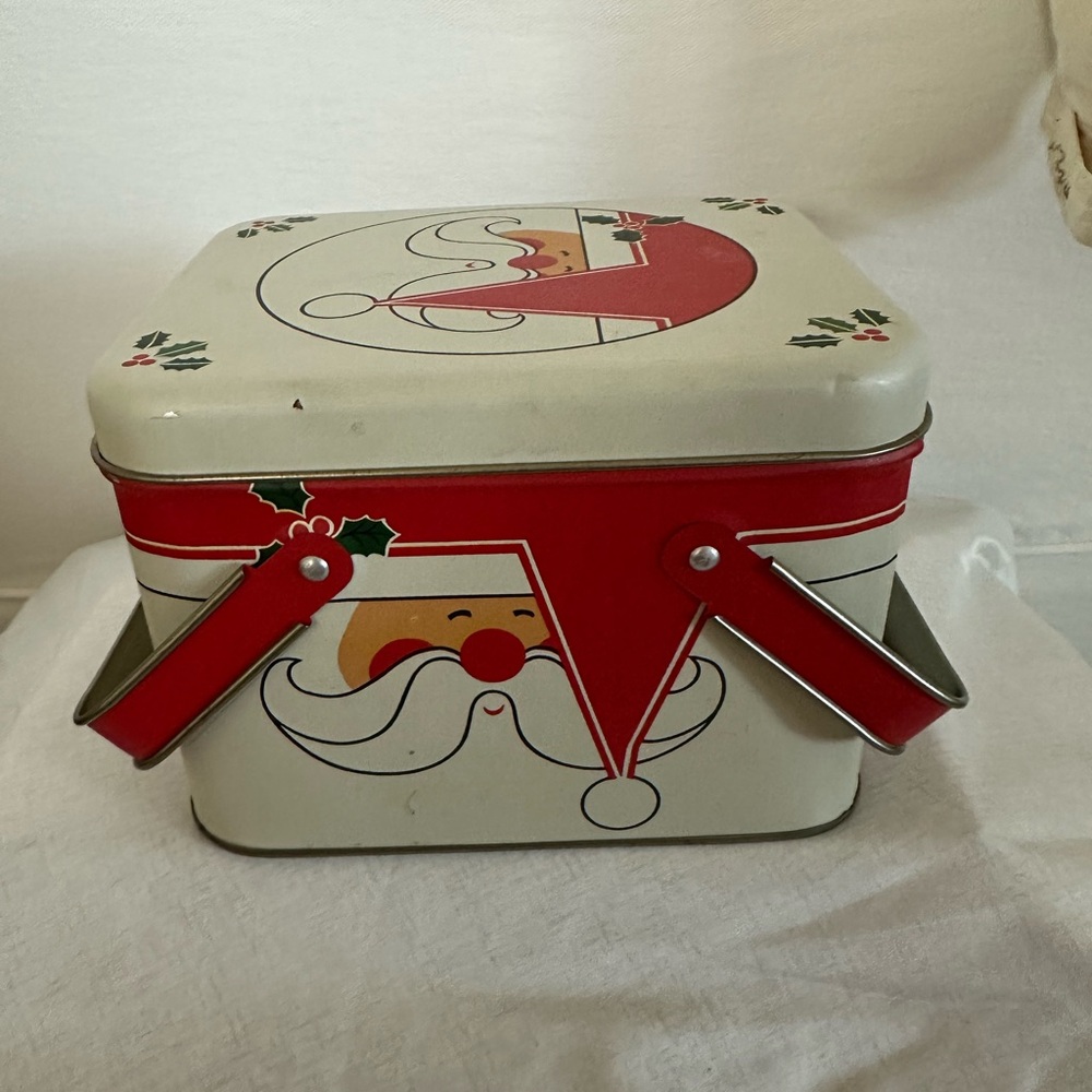 Festive Santa Tin Box - Red and White